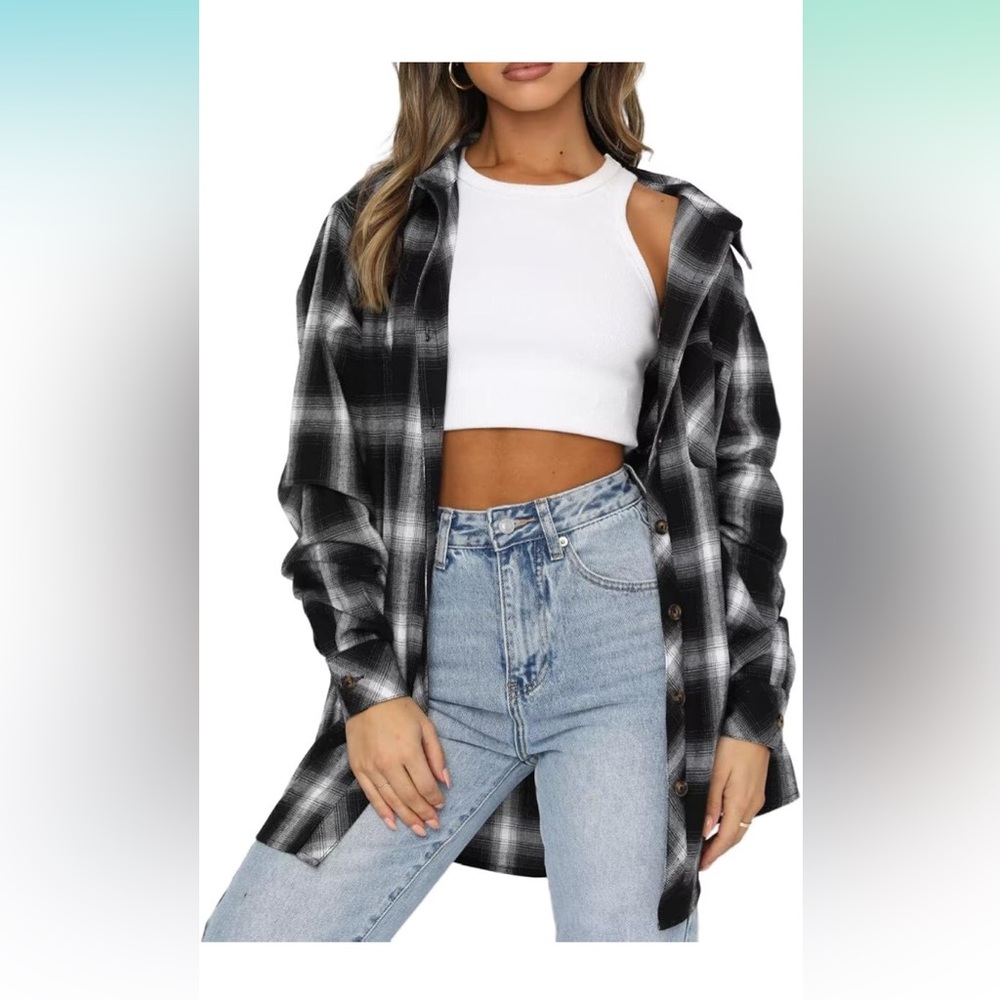 Lacozy Buffalo Plaid Flannel Long Sleeve Button Up-Size Medium
